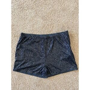 Floerns Classic Black Allover Sequin Sparkle Shorts Womens 3XL Plus NEW NWT